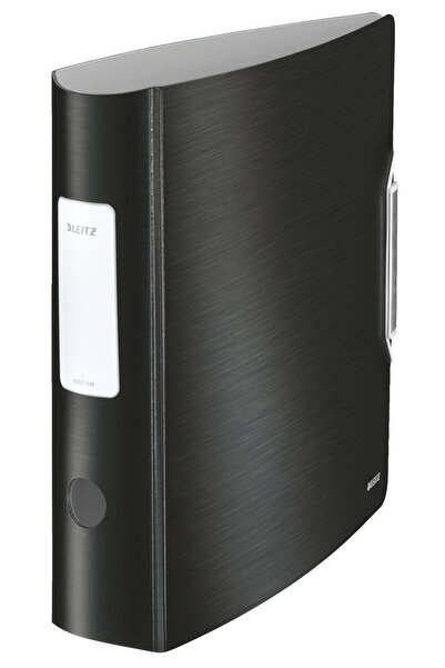 Leitz Dosar laminat cu pârghie, 7,5 cm, 180 de grade, negru satinat, stil activ