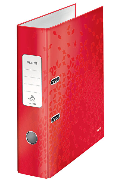 Leitz Dosar laminat cu pârghie, 8 cm, 180 grade, roșu WOW