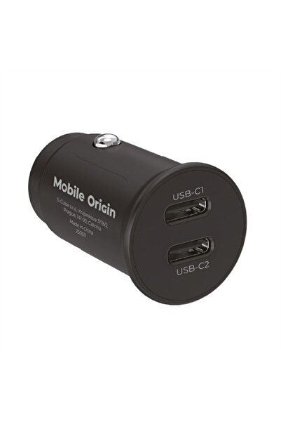 Mobile Origin CA20 Car Charger, Dual USB-C 15W, Black