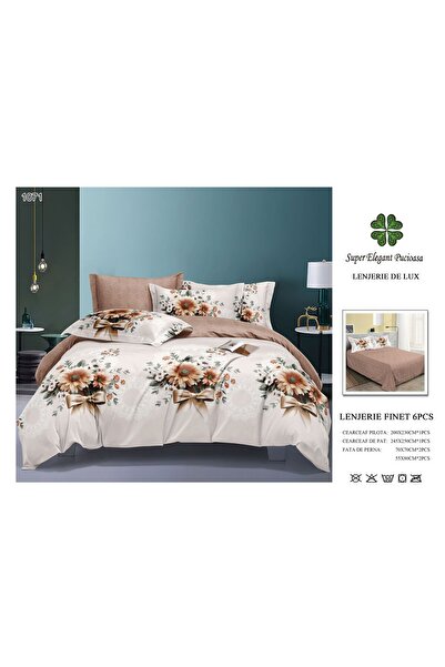 ANATOLIATEKSTILE Finet Bed Linen 6 Pieces, Complete Matrimonial Set, Modern M...
