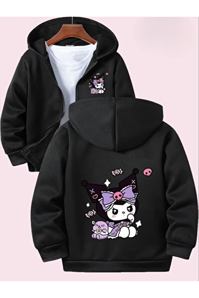 Baxia Girls' Printed Hooded Cardigan Sweatshirt with Zipper Navy Blue Black C...