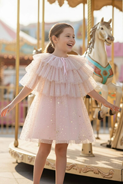Pamina 3-7 Years Old Starry Princess Dress Powder