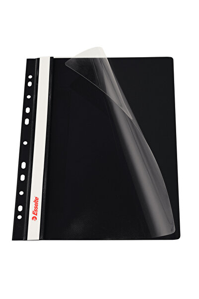 Esselte Plastic Slide File With Rail And Multi-Perforation Black 10/Set