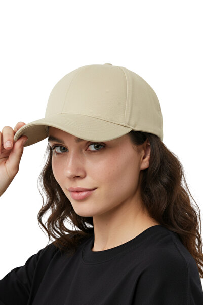 moda nokta Basic Hat - Cream 100% Cotton Gabardine Unisex Model