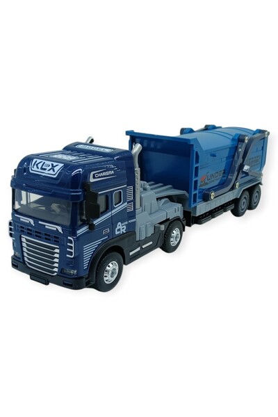 Vardem Metal Tır 1:24 - Sesli Işıklı Taşıyıcı Dorseli Tır 30 cm - Lacivert