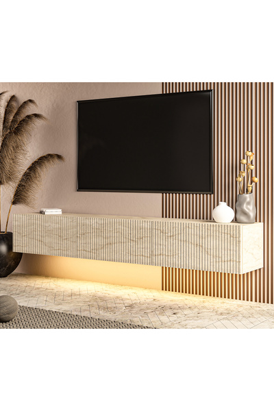 MERT SERT MOBİLYA Ada 180 cm Günışığı Led Işıklı Tv Sehpası, Tv Ünitesi, Duva...