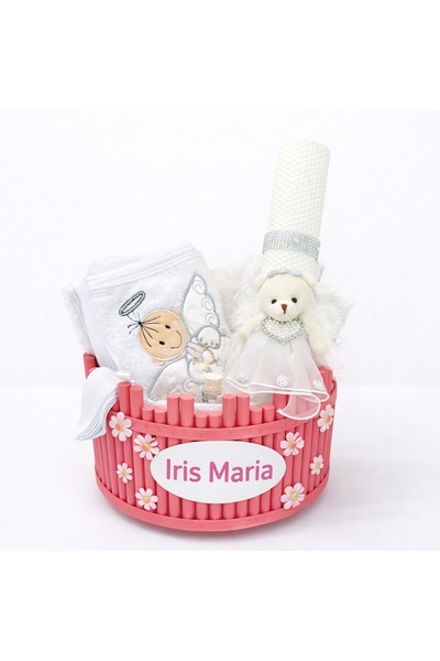 kizu Премиум комплект за кръщене за момичета, ръчно изработен с восъчна свещ ...