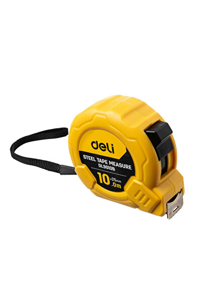 DeliTools Ruletă Deli Tools EDL9010B cu blocare automată, 10m/25mm, galbenă