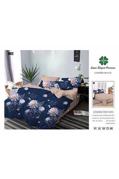 ANATOLIATEKSTILE Finet Bed Linen 6 Pieces, Complete Matrimonial Set, Modern M...