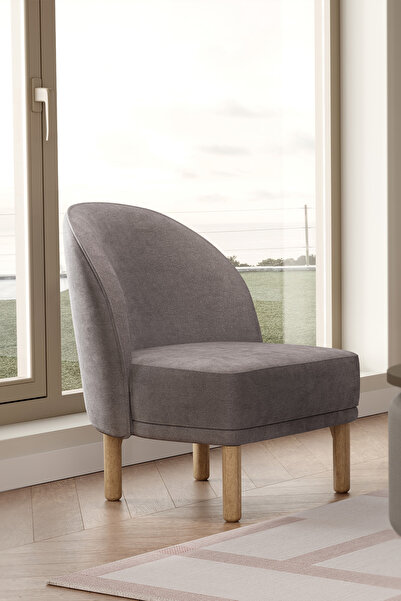 Enza Home Freda Kadife Dokulu Berjer - Gri