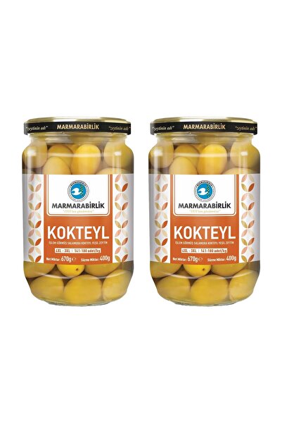 MarmaraBirlik Yeşil Kokteyl Zeytin 400 gr Cam 4XL-3XL x 2 Adet