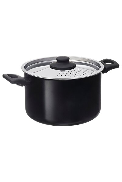 IKEA HEMLAGAD Pot with Lid, Non-Stick Coating Black, 5 L