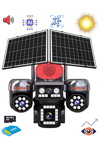 Heiman HM-892 4G Sim Kartlı 4 Kameralı 3 Telefondan Kontrol 12MP HD Kamera