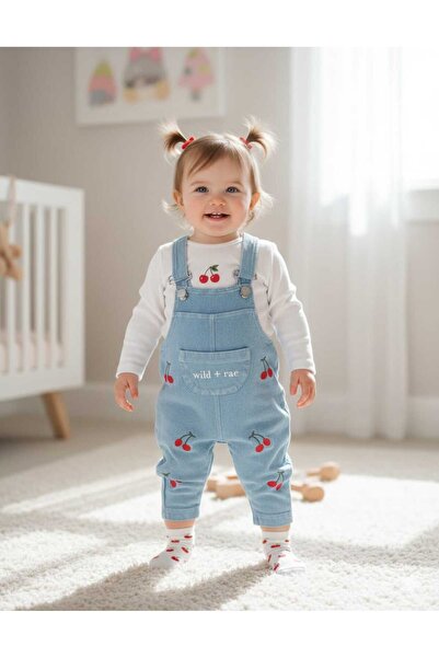 Baby Buu Laura Baby Cherry Patterned Baby Girl Jumpsuit