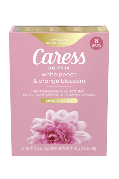 Caress Daily Silk White Peach & Orange Blossom 8 Pieces of Soap 850 Gr