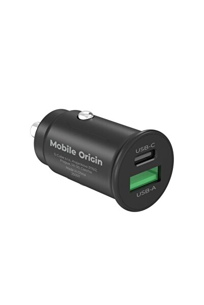 Mobile Origin CA19 Dual Port Car Charger, 15W, USB-C & USB-A, Black