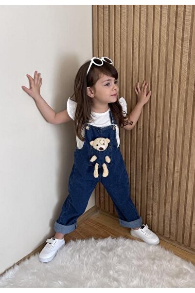 Orca Kids Fashion Unısex Ayıcıklı Salopet Koyu Mavi