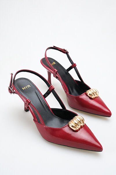 meyra'nın ayakkabıları Women's Buckle Detailed Heeled Shoes Burgundy Yanki