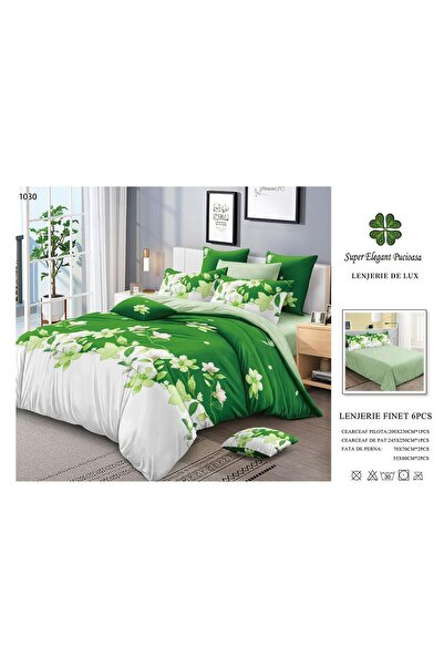 ANATOLIATEKSTILE Finet Bed Linen 6 Pieces, Complete Matrimonial Set, Modern M...