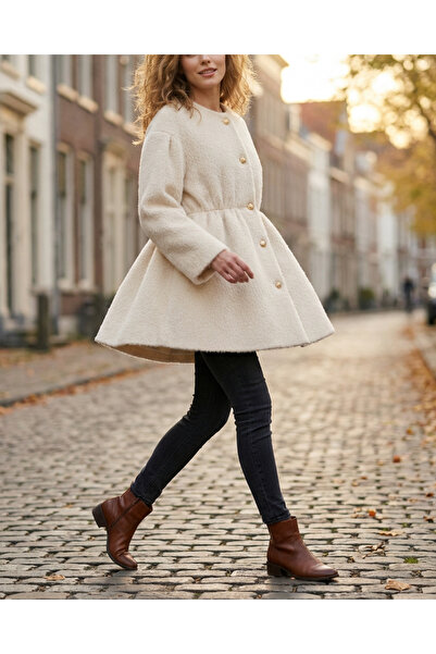 MİYALORA Astarlı Büzgülü Kürk Ceket