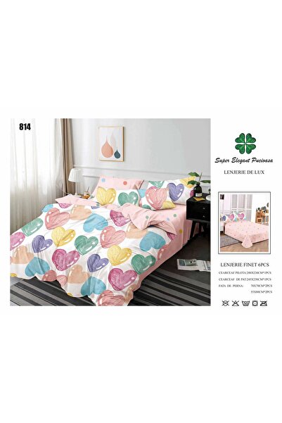 ANATOLIATEKSTILE Lenjerie de Pat Finet 6 Piese, Set Complet Matrimonial, Mode...