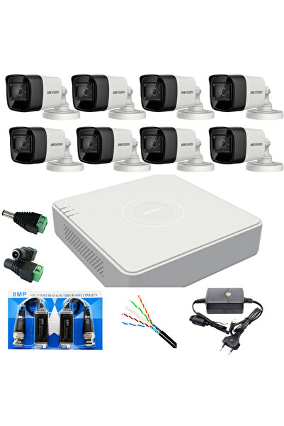 Hikvision Professional Surveillance System 8 Cameras 5MP Turbo HD IR 80