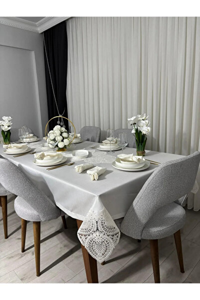 Çt Çeyizci Tekstil Tablecloth Set for 12 People, Table Set for 12 People 26 P...