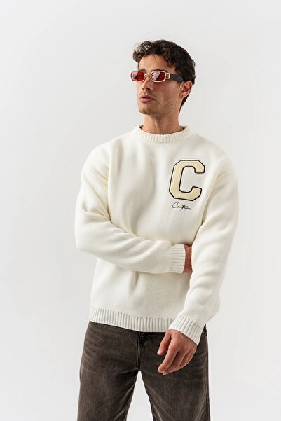 go gang own C Letter Crew Neck Knit Sweater