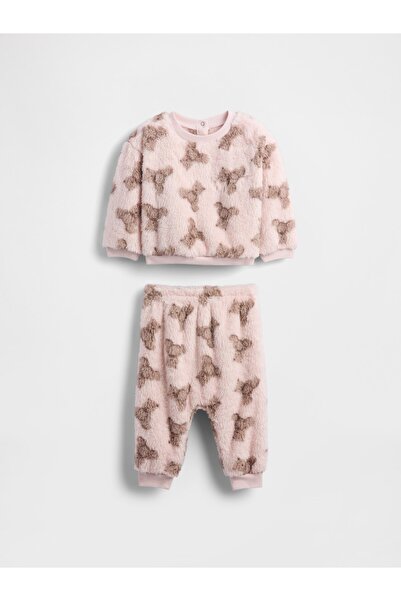 GAP Bebek Pembe Sherpa Brannan Bear Outfit Set