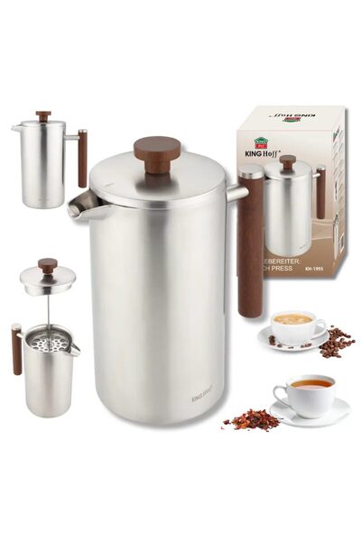 Kinghoff Ceainic, infuzor pentru cafea, capacitate 1 litru, perete dublu, man...