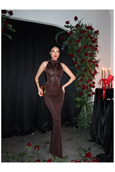 ESRAHELVACI Zero Sleeve Buckle Long Dress