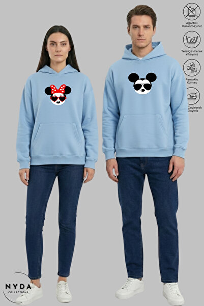 Nyda Collections Lover Couple Combination Mickey Minnie Printed Hoodie Hooded...