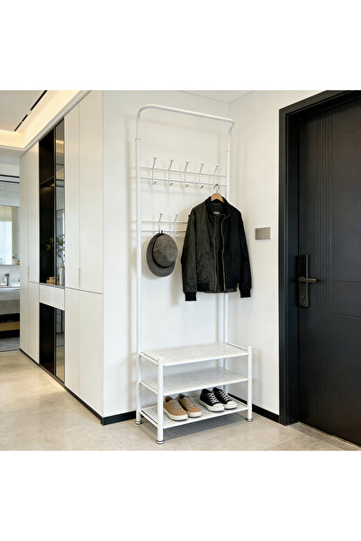 Bleco Simple coat and shoe rack combination, freestanding storage rack