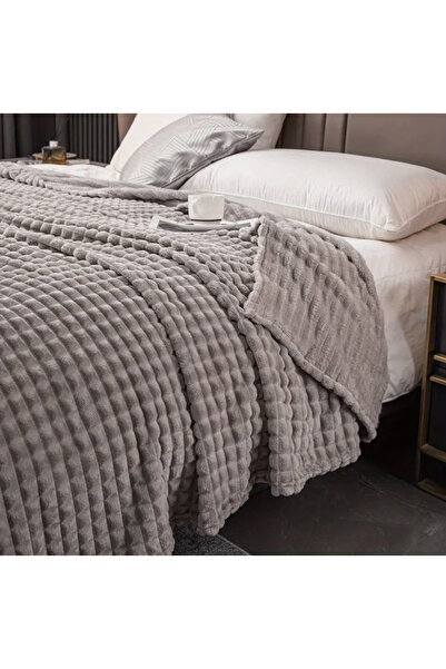 FIONNA.RO Cocolino Blanket With Squares Medium Thickness 200x230cm - Light Grey