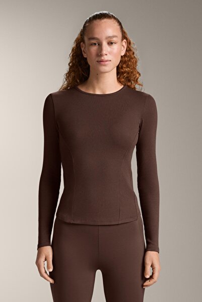 Oysho Pamuklu ve modal fitilli uzun kollu T-shirt