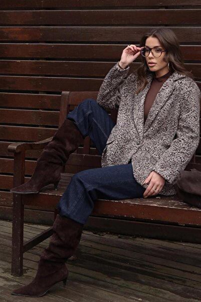 Lijuri Leopard Patterned Cashmere Jacket 6182