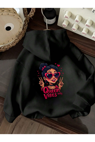 ALEYZA MODA Unisex Ανδρικό/Γυναικείο φούτερ QWEEN με πολύχρωμη ειδική στάμπα ...