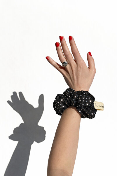 Louen lucie Kadife ışıltılı lastikli scrunchies toka
