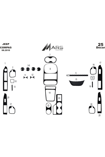 Marscockpitdesign Jeep Grand Cherokee Console-Torpedo Trim 1999-2002 22 Pieces