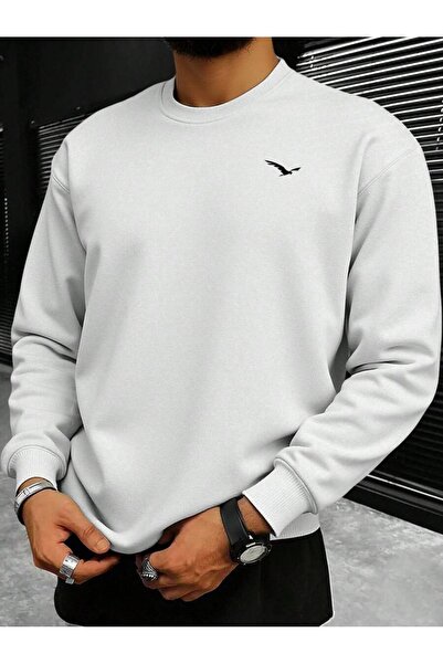 OVER HEAD Hanorac pentru bărbați Minimailst cu imprimeu cu păsări