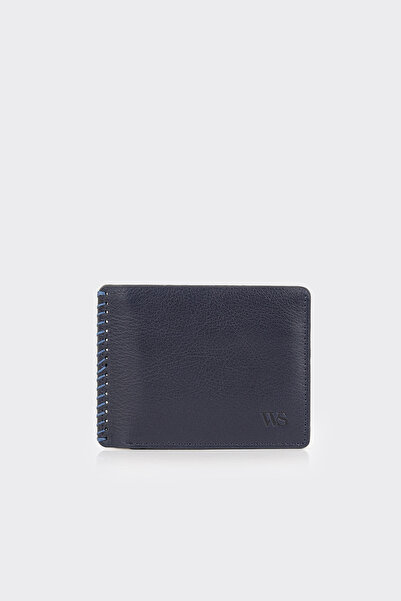 White Stone Navy Blue Premium Horizontal Leather Men's Wallet