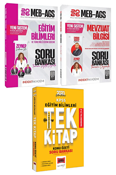 İndeks Akademi 2026 MEB-AGS Eğitim Bilimleri+Mevzuat Bilgisi Soru Bankası+ KP...