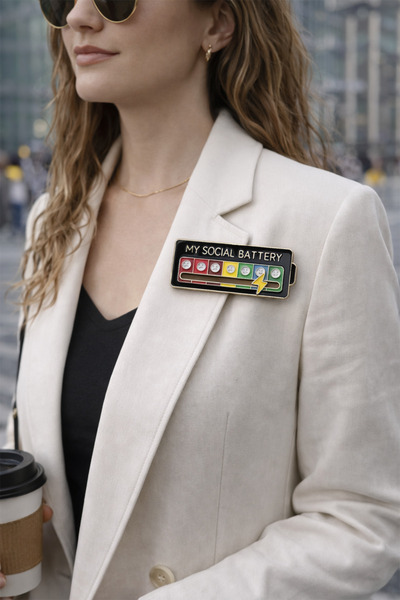 Modex Renkli Ruh Hali Göstergeli My Social Battery Broş (5cm)
