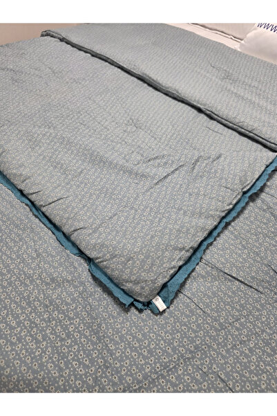 FIONNA.RO Pilota cu Banda Decorativa 200x230cm - Albastru cu Flori