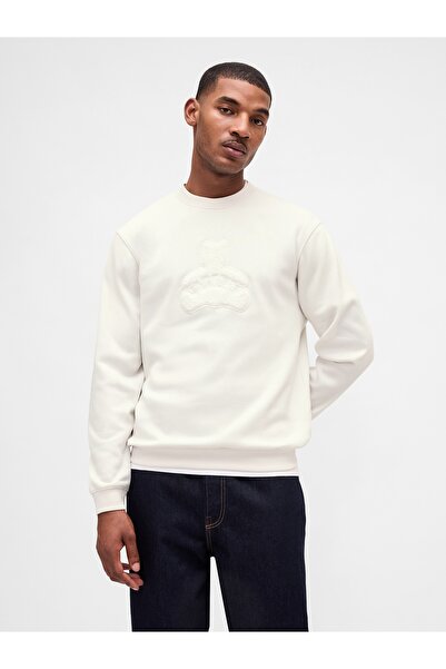 GAP Erkek Beyaz VintageSoft Brannan Bear Logo Sweatshirt