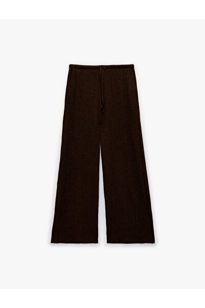 Koton Bürümcük Fabric Wide-Legged Pants with Tie-Waist