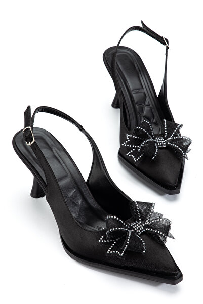 ELEVAM Pointed Toe Women's Heeled Shoes with Stoned Bow