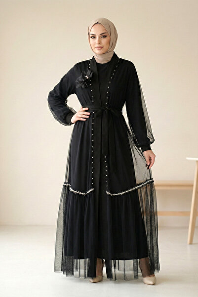 Kirazgym Women's Collar with Rose Detail, Pearl Skirt, Striped Two-Piece Hija...