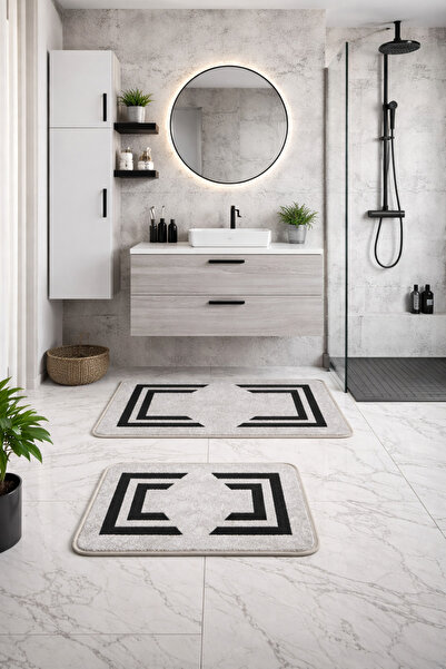 SERINA HOME Σετ 2 αντιολισθητικά πατάκια μπάνιου PARIS, 100×60 cm – 60×40 cm,...