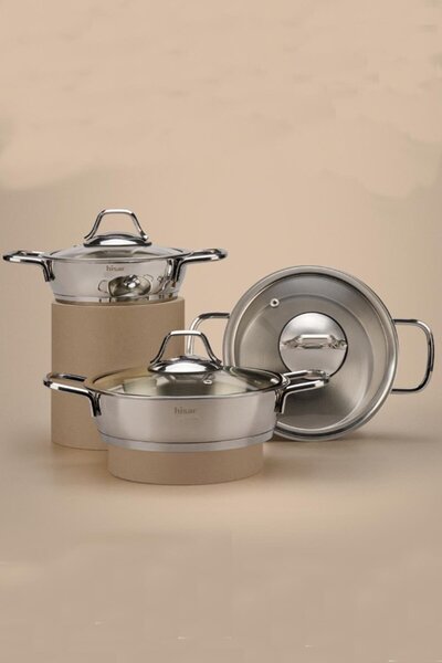 Hisar Teos İndüksiyon Tabanlı 6 Parça Çelik Sahan Seti